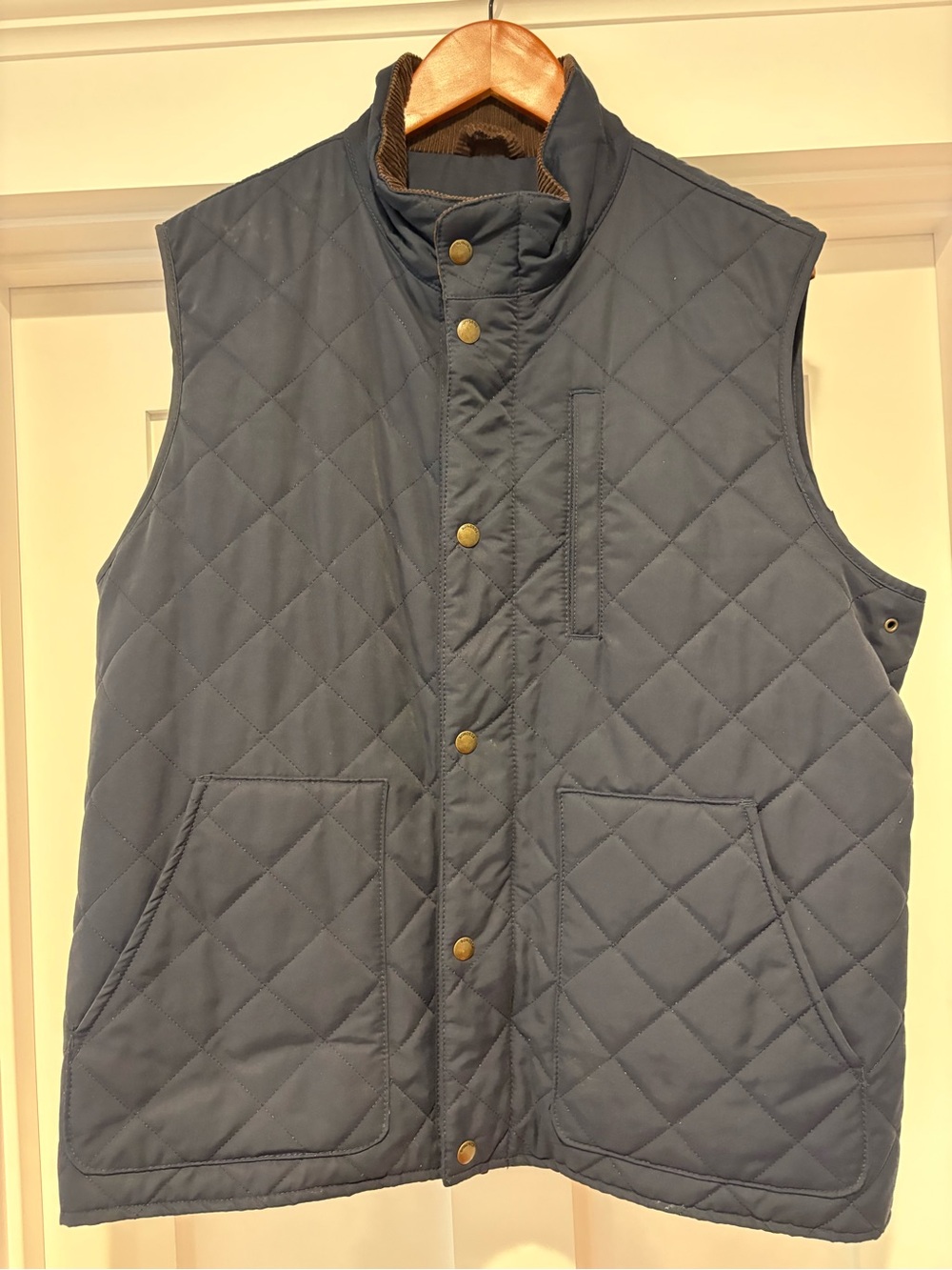 Bonobos Quilted Navy Blue Vest with Corduroy Collar